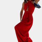 Jessica Mono Halter Cruzado sin Espalda y Pierna Ancha