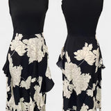 Raquel Vestido con Top de Punto y Falda Floral con Abertura