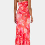 Abigail Vestido Largo de Floral con Una Sola Manga