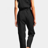 Maggie Mono Sin Mangas con Escote en V y Cintura Cruzada en Algodón