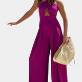 Jessica Mono Halter Cruzado sin Espalda y Pierna Ancha