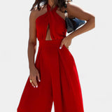 Jessica Mono Halter Cruzado sin Espalda y Pierna Ancha