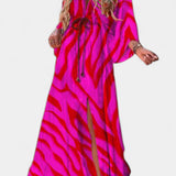 Joelle Vestido Maxi Arcoíris con Escote en V y Manga Murciélago