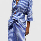 Sherlyn Vestido Camisero de Rayas con Estilo Atemporal