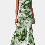 Abigail Vestido Largo de Floral con Una Sola Manga