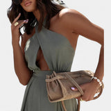 Jessica Mono Halter Cruzado sin Espalda y Pierna Ancha