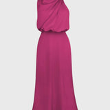 Rina Vestido Elegante de Cuello Halter Drapeado