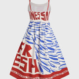 Maricela Vestido Vintage con Tirantes y Estampado de Sardinas