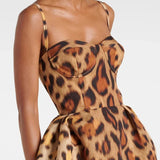 Tiana Vestido Midi Bustier Leopardo