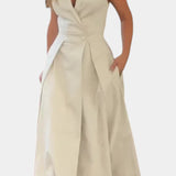 Beverly Vestido Blazer Sin Mangas con Corte A y Botones