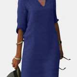 Elowen Vestido Escote en V con Manga Tres Cuartos