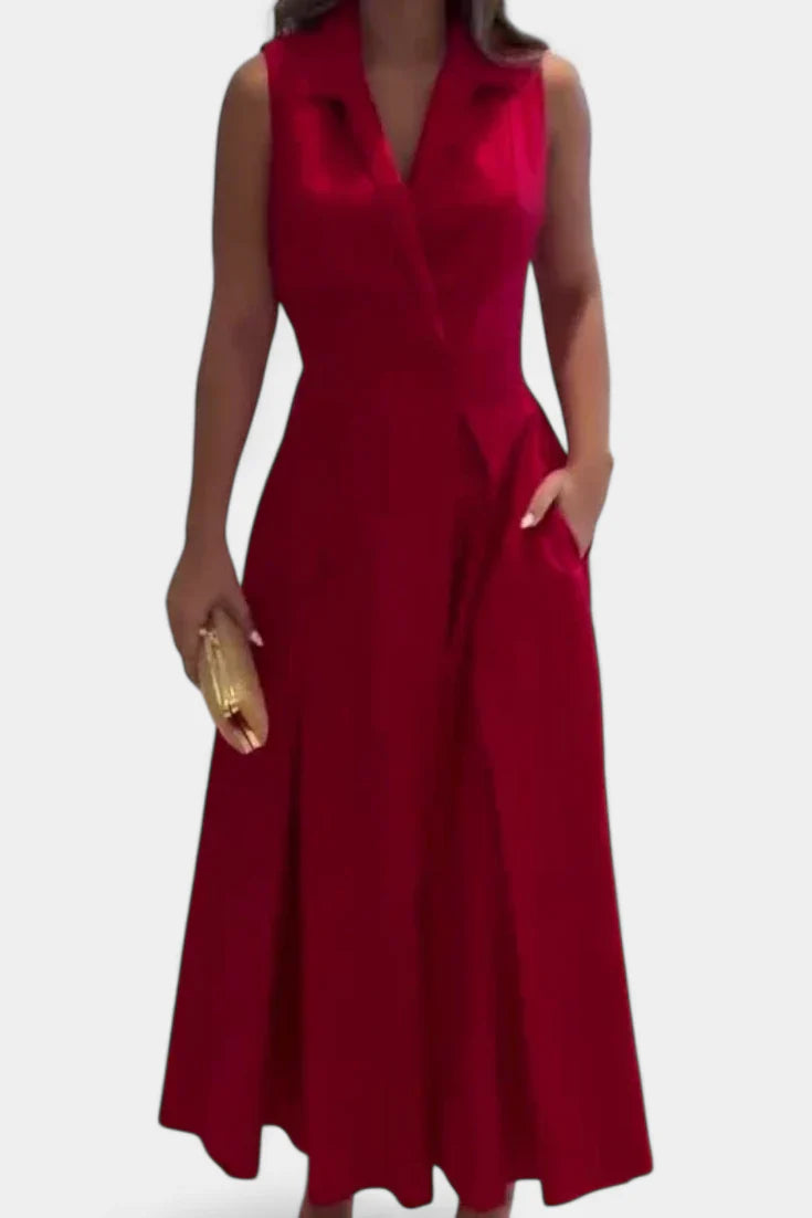 Beverly Vestido Blazer Sin Mangas con Corte A y Botones