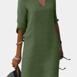 Elowen Vestido Escote en V con Manga Tres Cuartos