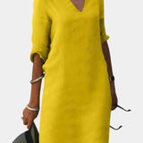 Elowen Vestido Escote en V con Manga Tres Cuartos