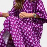 Aroa Vestido Boho con Estampado Artístico y Silueta Fluida