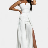 Prescillia Mono con Tirantes de Espagueti y Pierna con Abertura