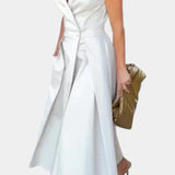 Beverly Vestido Blazer Sin Mangas con Corte A y Botones