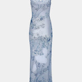 Iris Vestido de Encaje Floral Azul