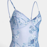 Iris Vestido de Encaje Floral Azul
