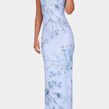 Iris Vestido de Encaje Floral Azul