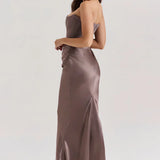 Emily Vestido Maxi Drapado Sin Tirantes