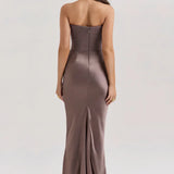 Emily Vestido Maxi Drapado Sin Tirantes