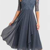 Abby Vestido Midi con Escote Ilusorio Bordado