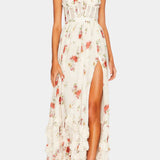 Luna Vestido Maxi con Corsé Floral y Silueta Sofisticada