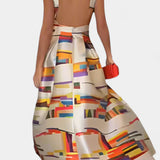 Zara Vestido con Espalda Descubierta y Estampado Artístico