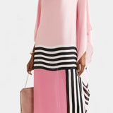 Elenora Caftán Geométrico de Corte Amplio con Tejido Butterfly Mesh