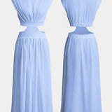 Jocelyn Conjunto Largo Minimalista con Escote Alto y Abertura Lateral