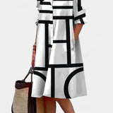 Larissa Vestido en Algodón con Estampado Geométrico