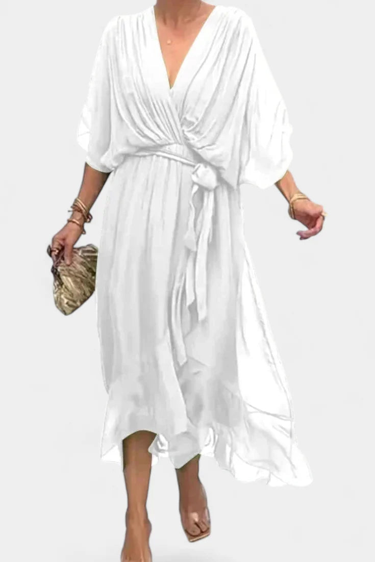 Luisa Vestido Largo con Escote en V y Corte Flowy