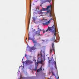 Abigail Vestido Largo de Floral con Una Sola Manga