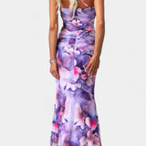 Abigail Vestido Largo de Floral con Una Sola Manga