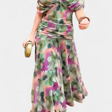 ALONDRA VESTIDO LARGO CON ESTAMPADO FLORAL FANTASÍA Y ESCOTE EN V