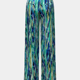 Inna Pantalones Rectos de Cintura Alta con Estampado de Mármol