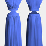 Jocelyn Conjunto Largo Minimalista con Escote Alto y Abertura Lateral