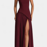 CELAENA VESTIDO MAXI OFF SHOULDER DE CHIFFON CON ABERTURA LATERAL