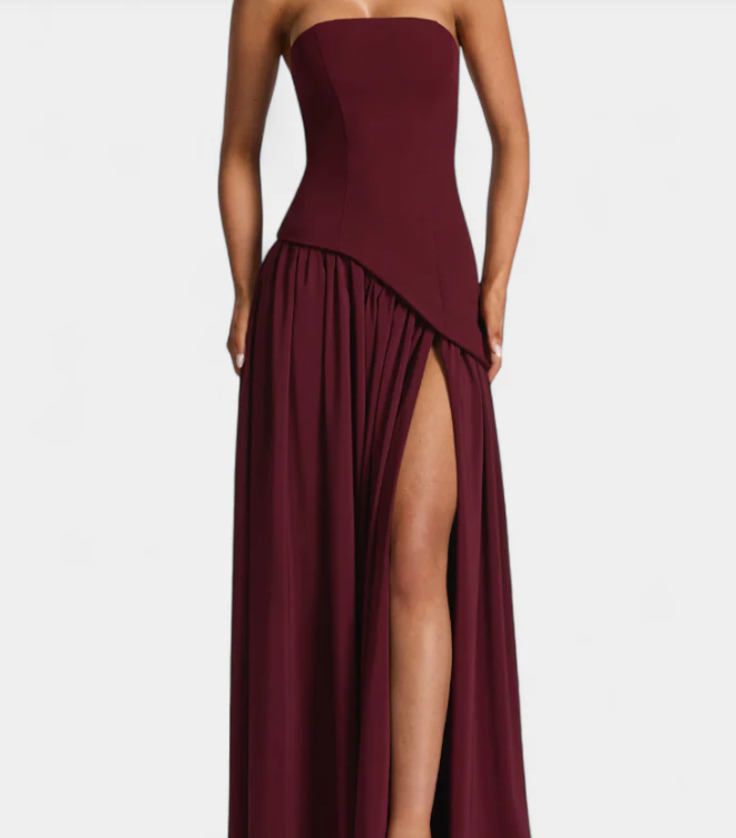 CELAENA VESTIDO MAXI OFF SHOULDER DE CHIFFON CON ABERTURA LATERAL