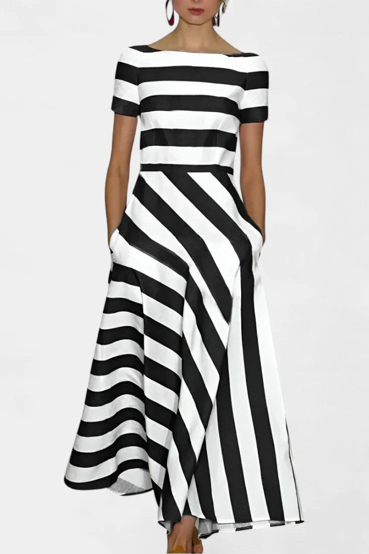 Lustra Vestido Maxi de Rayas con Corte Fluido y Caída Relajada