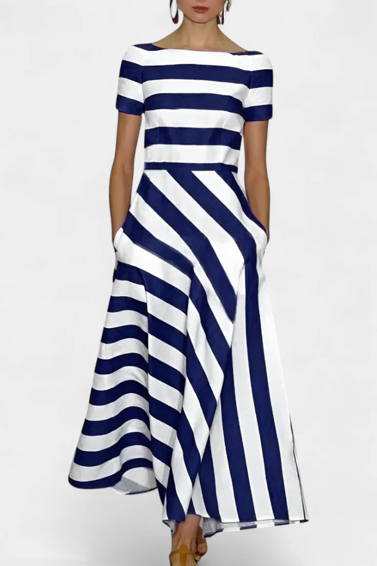 Lustra Vestido Maxi de Rayas con Corte Fluido y Caída Relajada