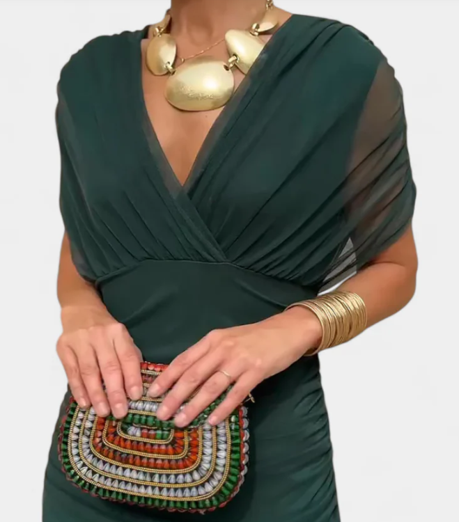 ALONDRA VESTIDO LARGO CON ESTAMPADO FLORAL FANTASÍA Y ESCOTE EN V