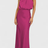 Rina Vestido Elegante de Cuello Halter Drapeado