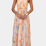 Alaia Vestido con Estampado Aquarelle y Cuello Halter