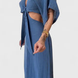 Myra Vestido Fluido con Lazo Frontal y Cut-Outs