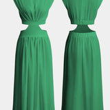 Jocelyn Conjunto Largo Minimalista con Escote Alto y Abertura Lateral