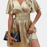 Adalee Vestido de Dama con Escote en V y Cintura Cruzada