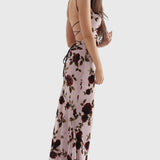 Irina Vestido Deslizante con Estampado Floral y Espalda Descubierta