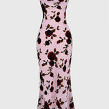 Irina Vestido Deslizante con Estampado Floral y Espalda Descubierta